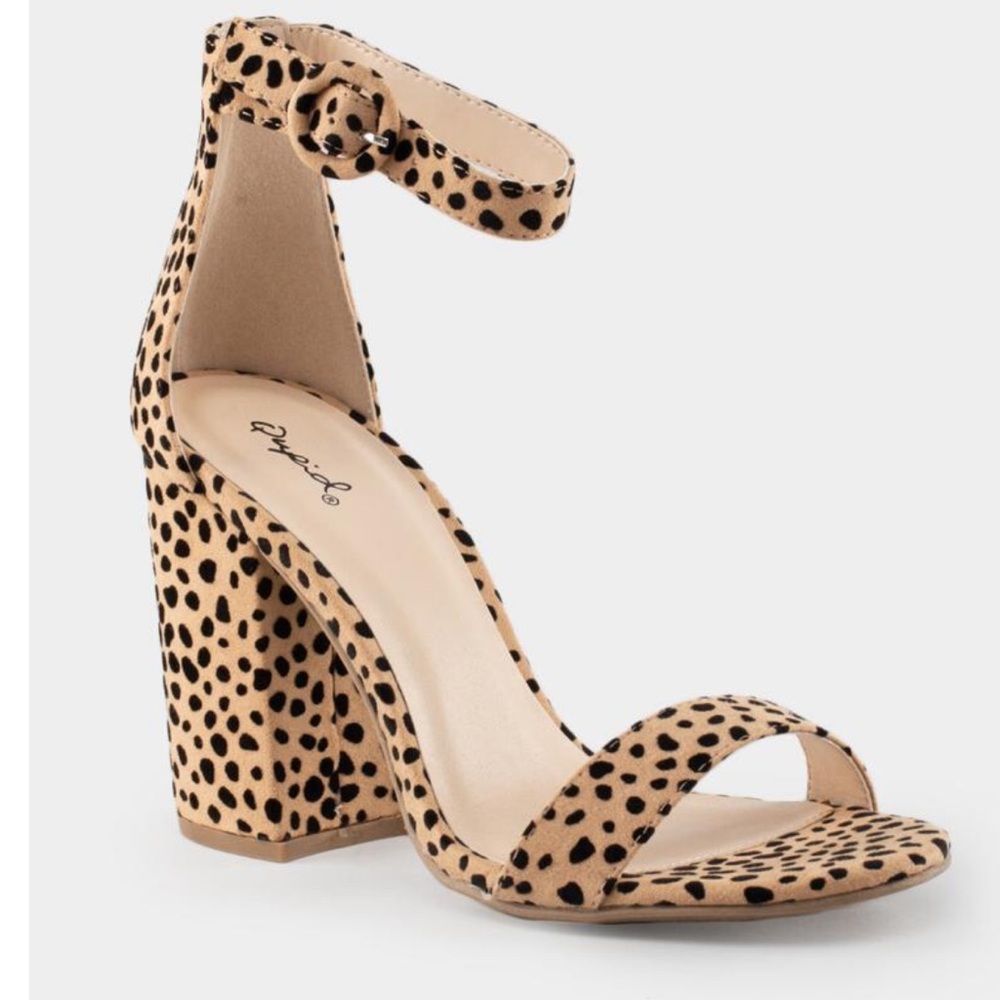 Qupid Leopard Suede Block Heels